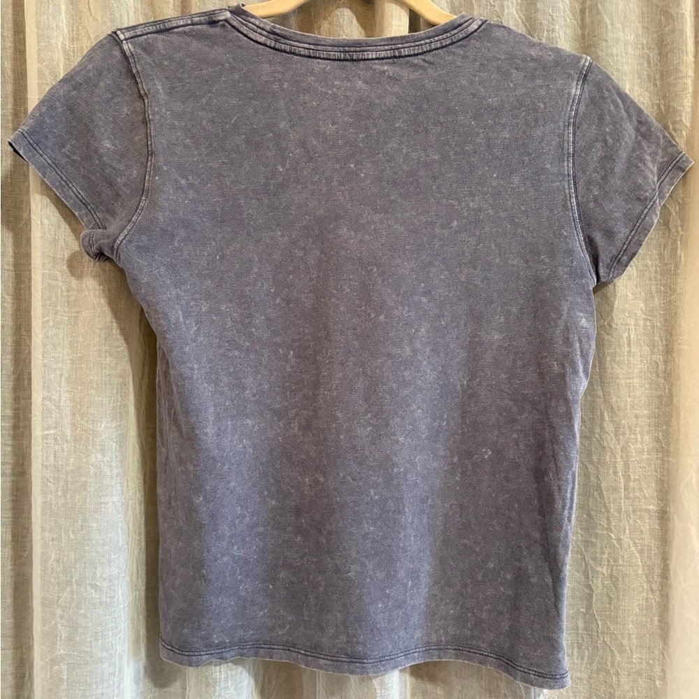 NWOT Aerie Vintage Acid Wash Gray Blue Comfy Women's T-Shirt Top size XXS - Picture 2 of 5